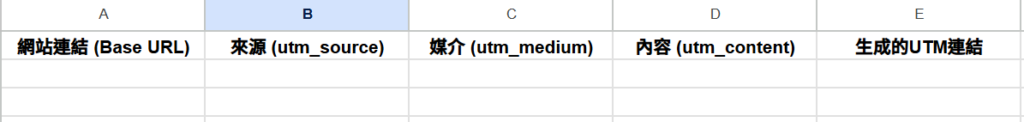 Google sheet-填入UTM基本參數