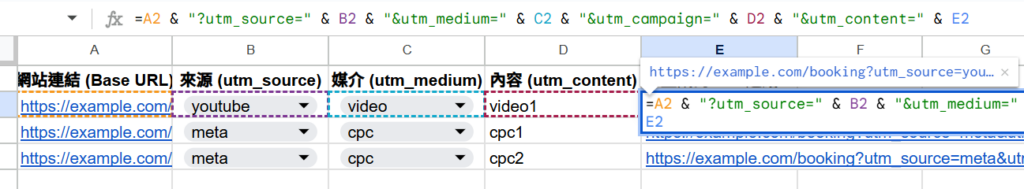 Google sheet-設置自動化生成UTM連結