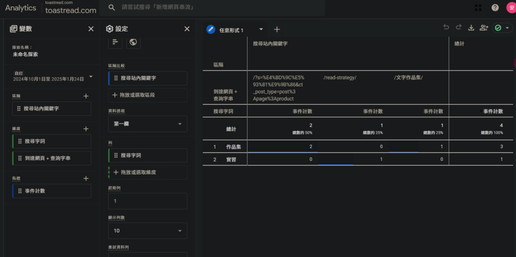 GA4探索-表格